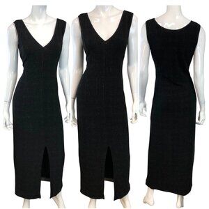 Scott McClintock Black Glitter Sleeveless Slit Tank Maxi Dress - Size: 6